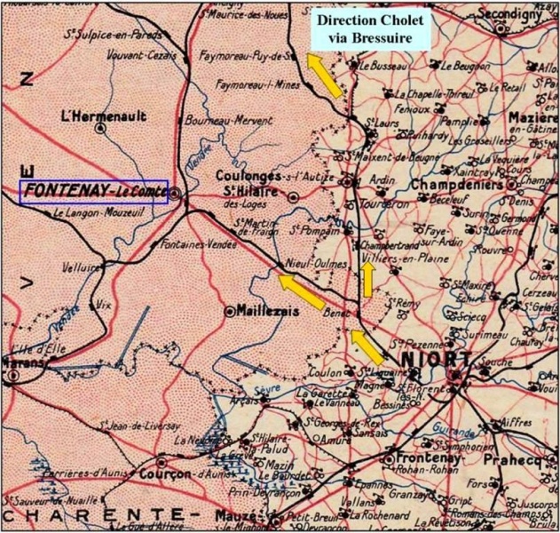 Carte montrant la ligne de chemin de fer